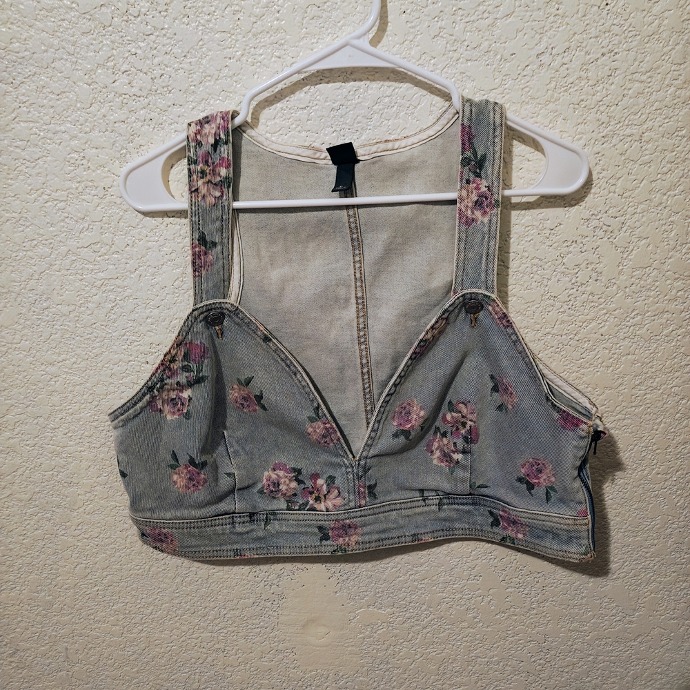 Wild Fable Floral Denim Crop Top